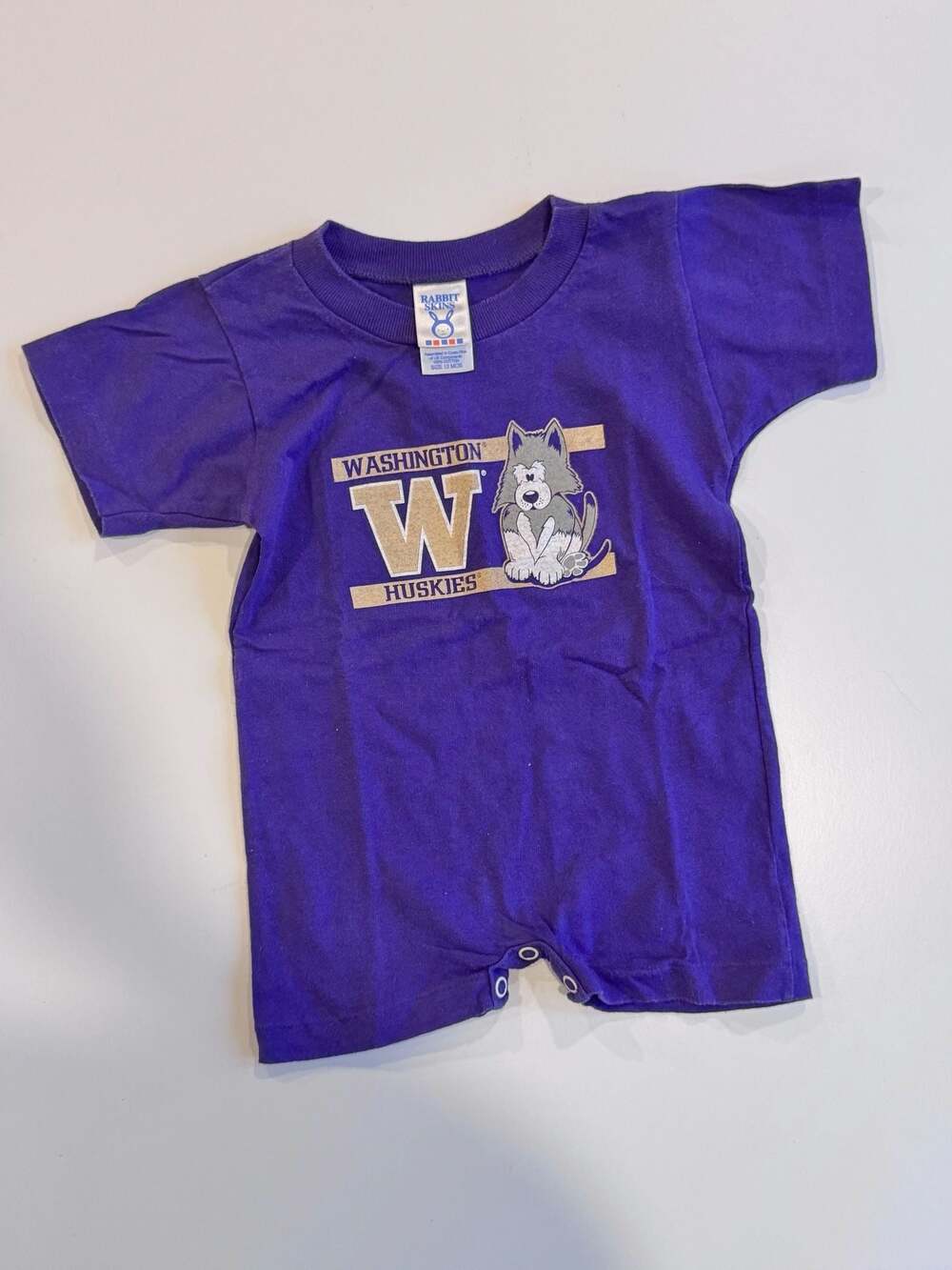 Vintage Rabbit Skins Washington Huskies t-shirt Romper 12m up to 18-24m